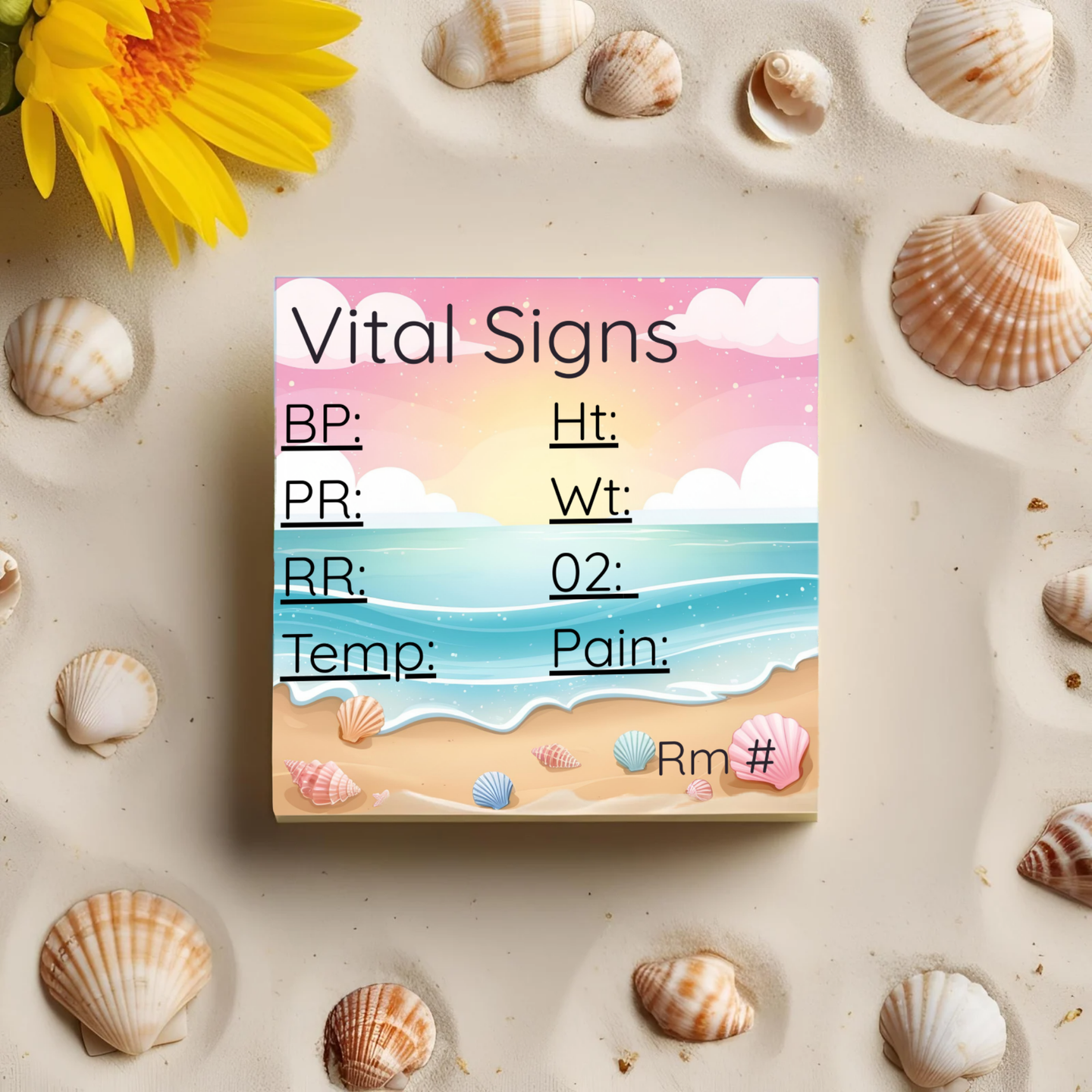 10 Printable Beach Vital Signs 3inx3in Memo Pad Template (DIGITAL DOWNLOAD)