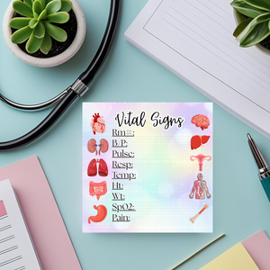 15 Printable Vital Signs 3.5inx3.5in Memo Pad (DIGITAL DOWNLOAD)