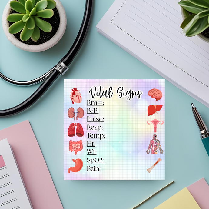 15 Printable Vital Signs 3.5inx3.5in Memo Pad (DIGITAL DOWNLOAD)