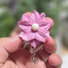 Load image into Gallery viewer, Pink Flower Badge Reel
